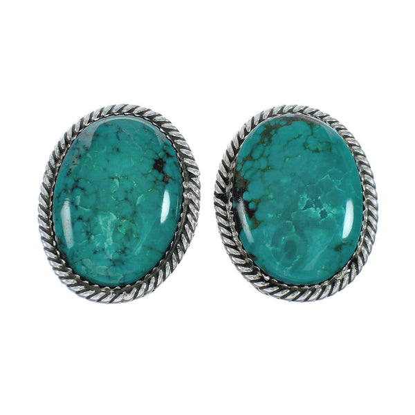 Native American Navajo Turquoise Sterling Silver Post Earrings TX10031